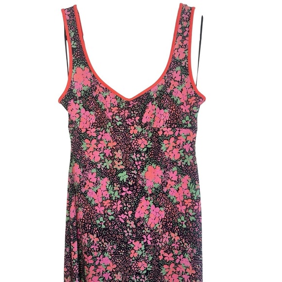 Free People Clementine Floral Midi Dress M Pink Green Slit Sweetheart 90s Boho - Picture 5 of 16